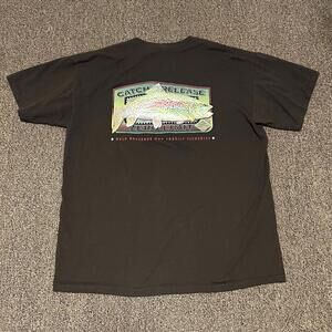 Y2K Zero Limit Catch & Release Fly Fishing Gear Brown Shirt Trout Decal Size L
